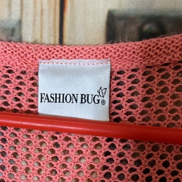 Fashion Bug Vintage Y2K Netted / Tank Top Knit Lined Sweater Coral Salmon - Picture 2 of 4